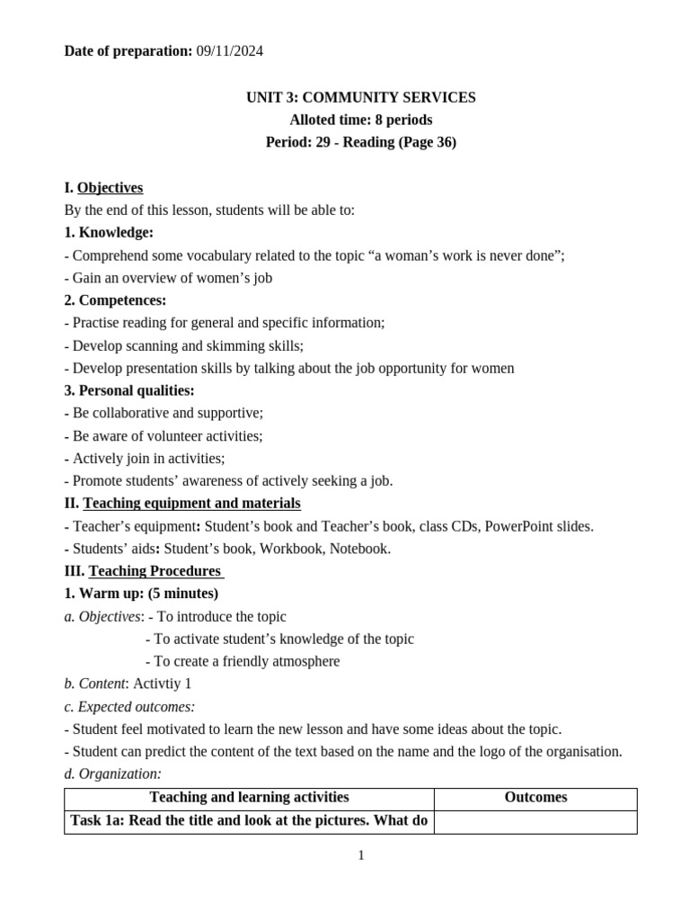 Tiết 41 - Unit 4 - 4a - Reading 1 | PDF | Reading Comprehension ...