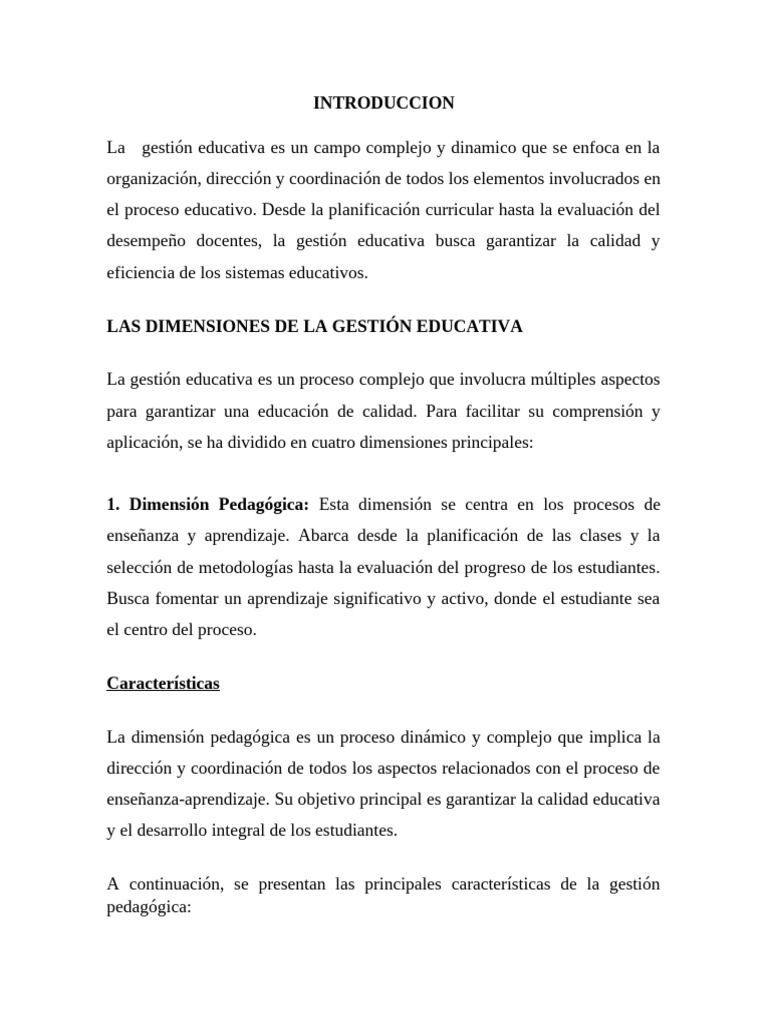 Dimensiones de la Gestión Educativa | PDF | Pedagogía | Evaluación