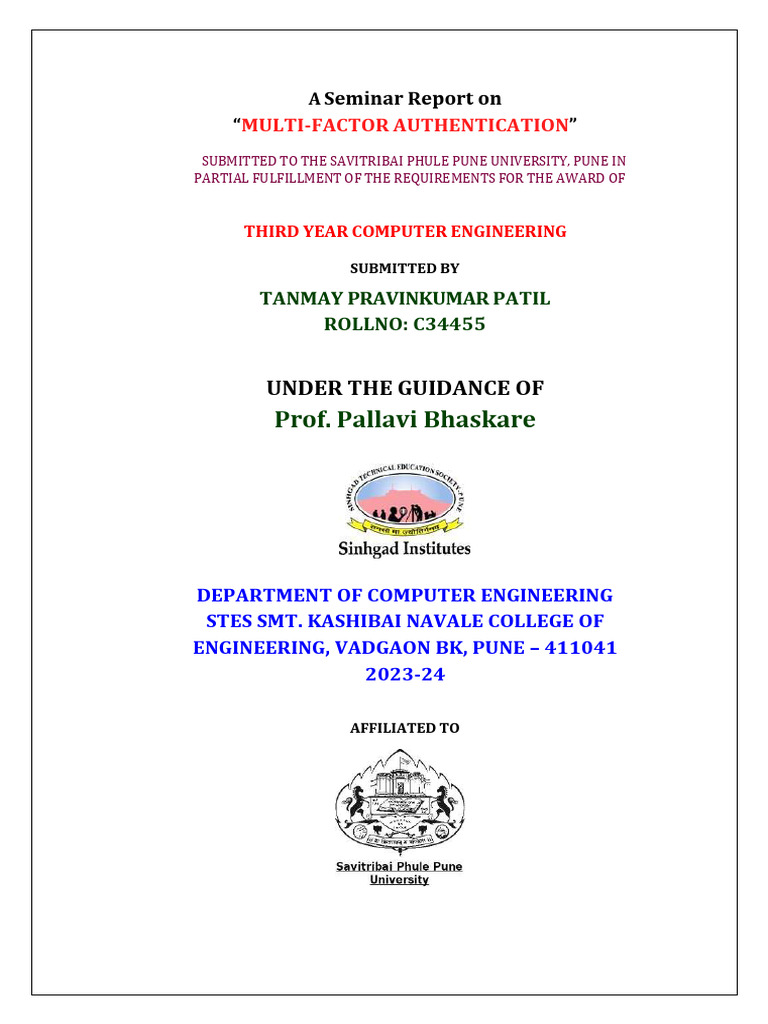 Multi-Factor Authentication Seminar Report | PDF | Authentication ...