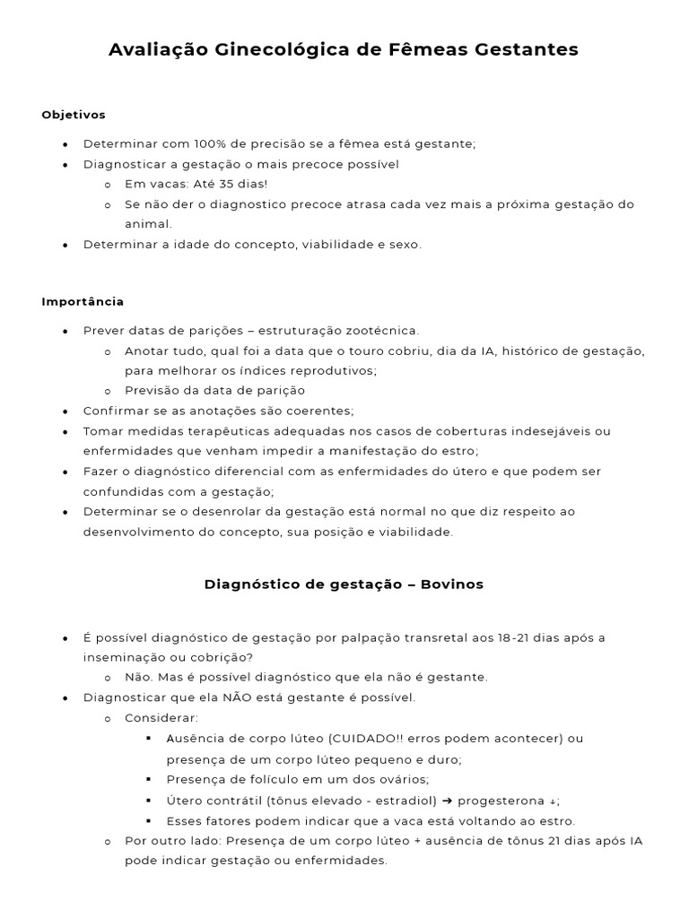 Avaliação Ginecológica em Bovinos Gestantes | PDF | Gravidez