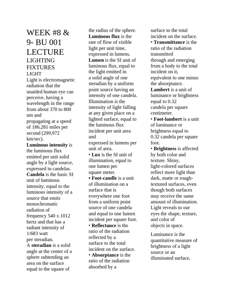 WEEK #8 & 9-BU 001: Lighting Fixtures | PDF | Incandescent Light Bulb ...