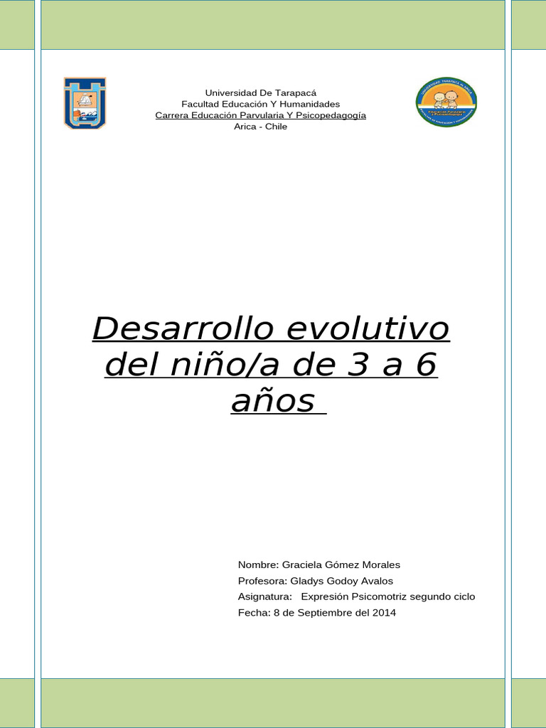 Desarrollo Evolutivo de 3 A 6 Años | PDF | Ritmo | Comportamiento
