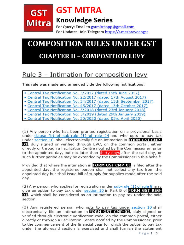 GST Composition Levy Rules Explained | PDF | Accountant | Taxes