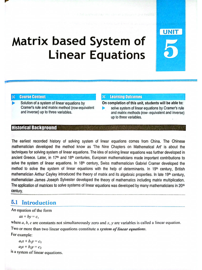 05 Matrix Based System of Linear Equations | PDF