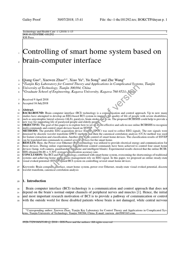 Controlling of Smart Home System Based On 1 Brain-Computer Interface ...