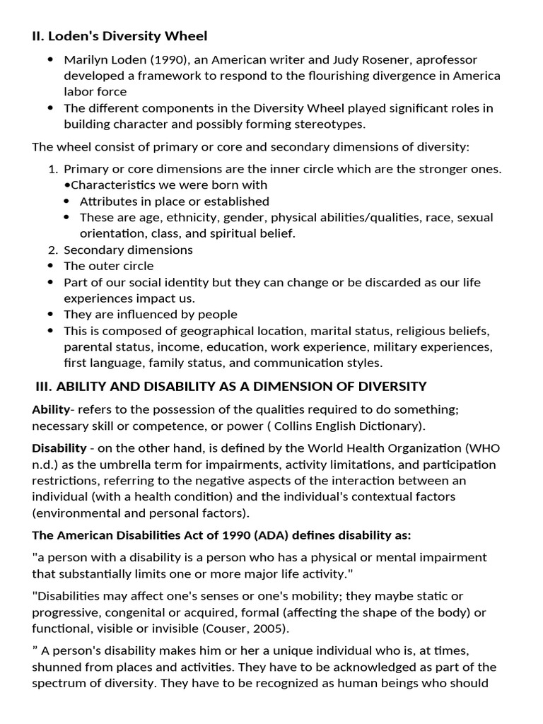 107 Ped Lodens Diversity Wheel | PDF | Disability | Gender