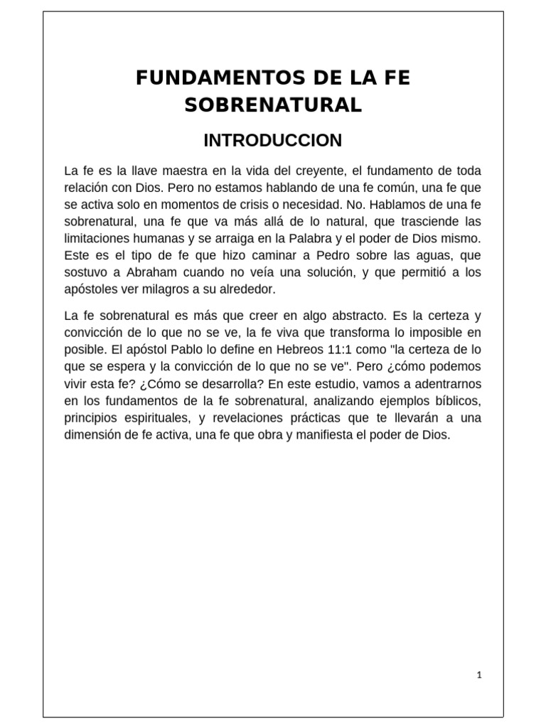 Fundamentos de la Fe Sobrenatural | PDF | Fe | Dios