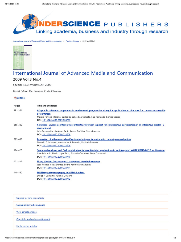 International Journal of Advanced Media and Communication (IJAMC ...