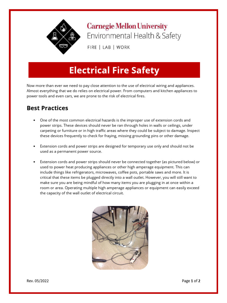 Electrical Fire Safety Best Practices | PDF | Ac Power Plugs And ...
