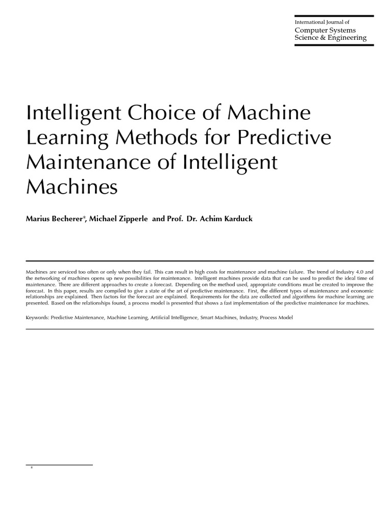 Machine Learning for Predictive Maintenance | PDF | Machine Learning ...