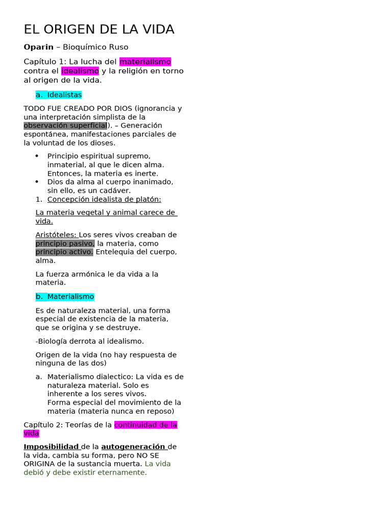 El Origen de La Vida | PDF