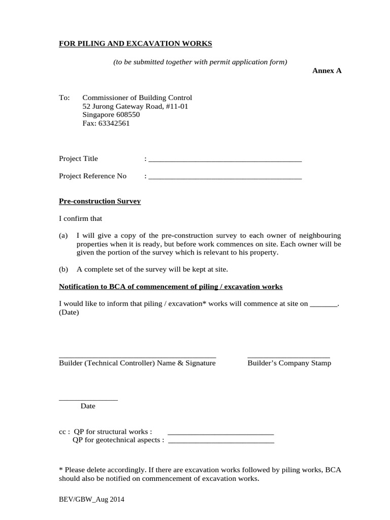 Piling and Excavation Permit Submission | PDF | Soil Mechanics | Civil ...