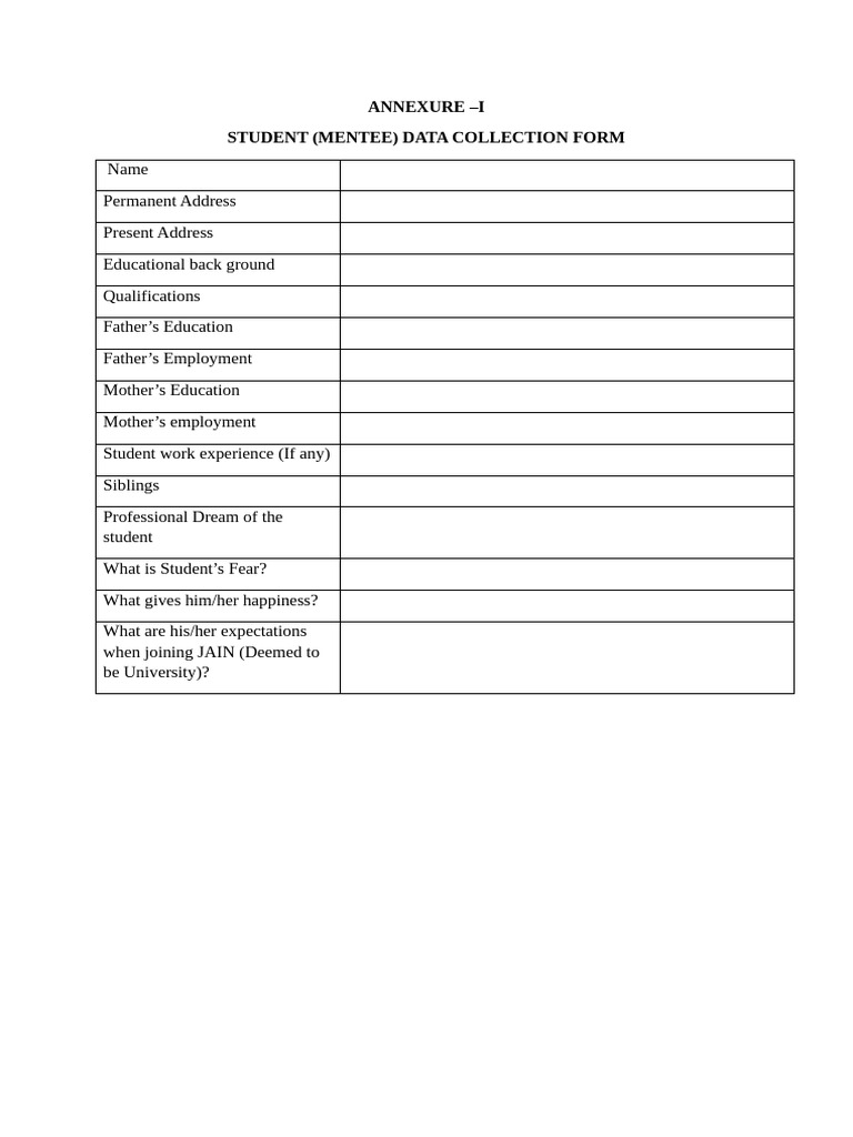 Student Information Form | PDF