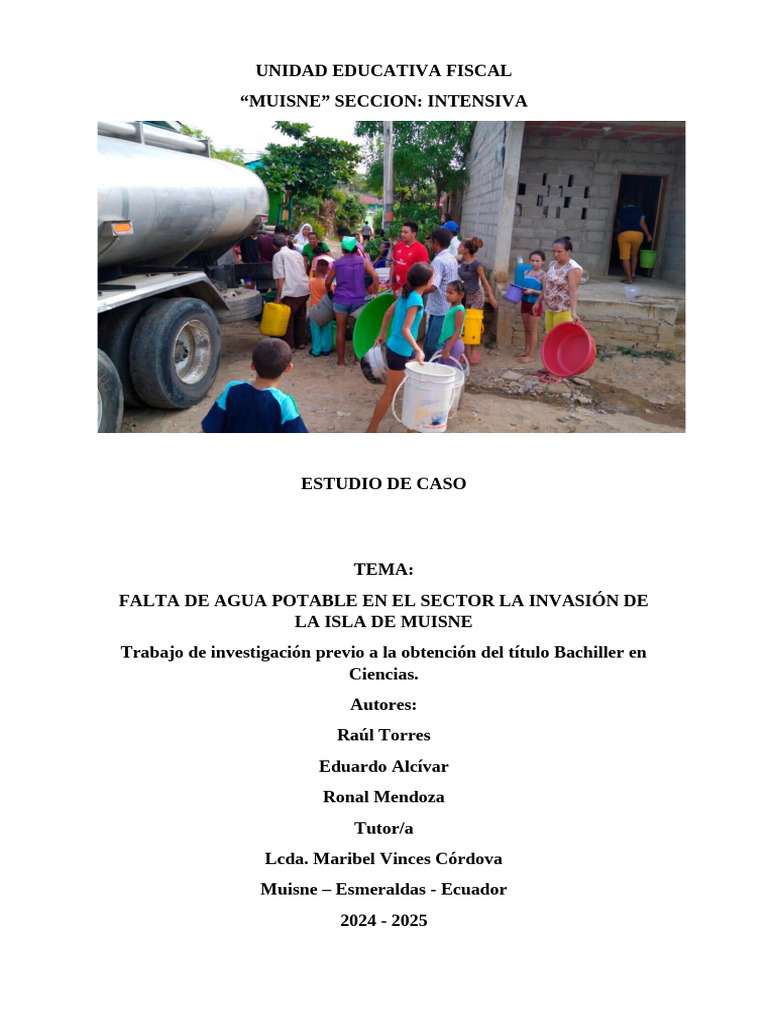 Proyecto - Falta de Agua en La Invasion | PDF | Agua | Agua potable