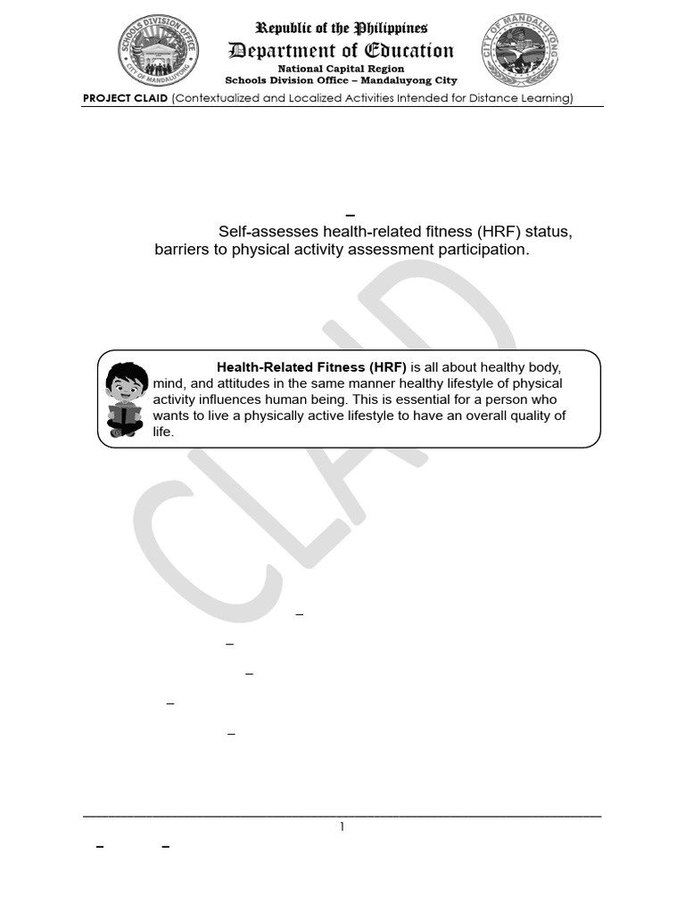 Health-Related Fitness and Barriers Guide | PDF | Physical Fitness