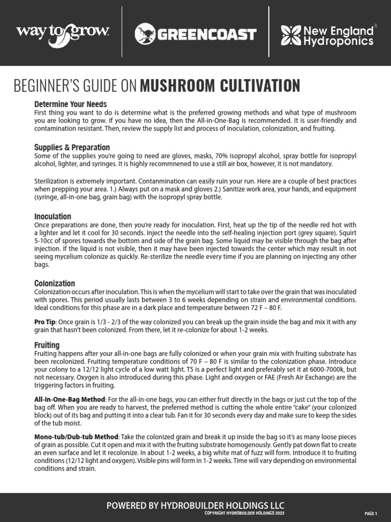 #1201 Beginner Mushroom Growing - 2023v2 | PDF | Mushroom