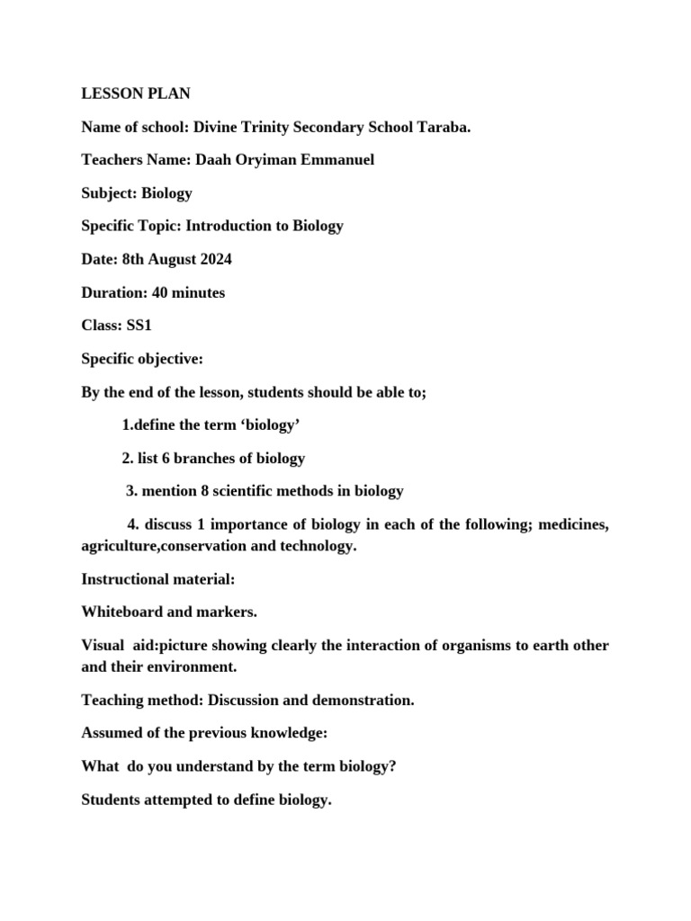 Lesson Plan | PDF | Zoology | Science