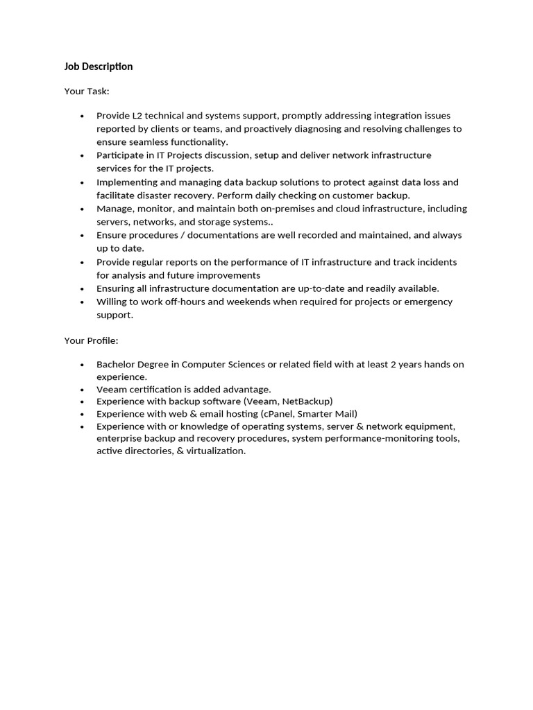 Job Description - SE - Network Engineer | PDF