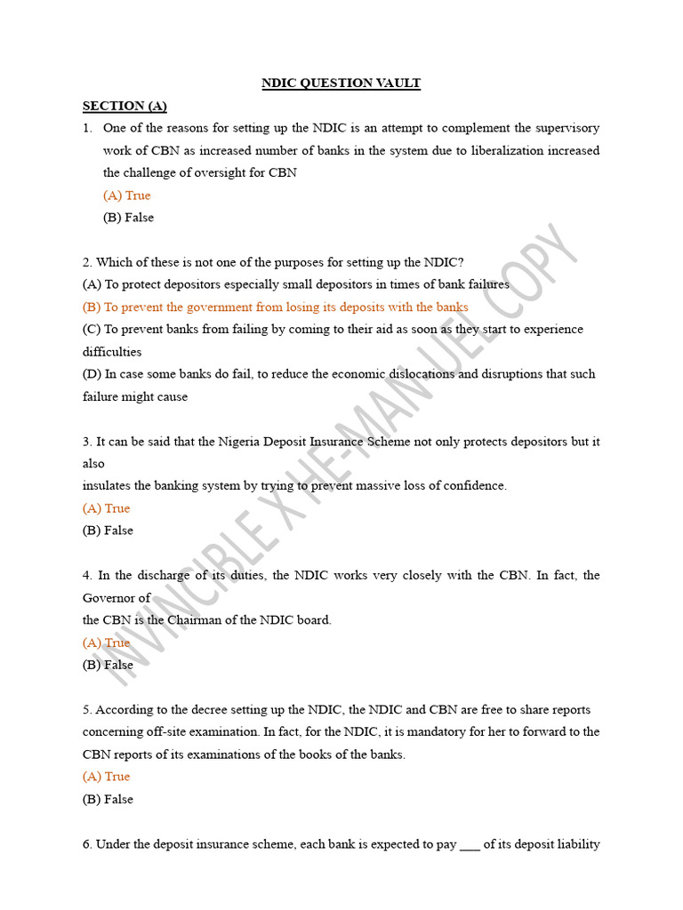 Invincible X He-Man-Uel Ndic Question Vault PDF | PDF | Banks | Deposit ...