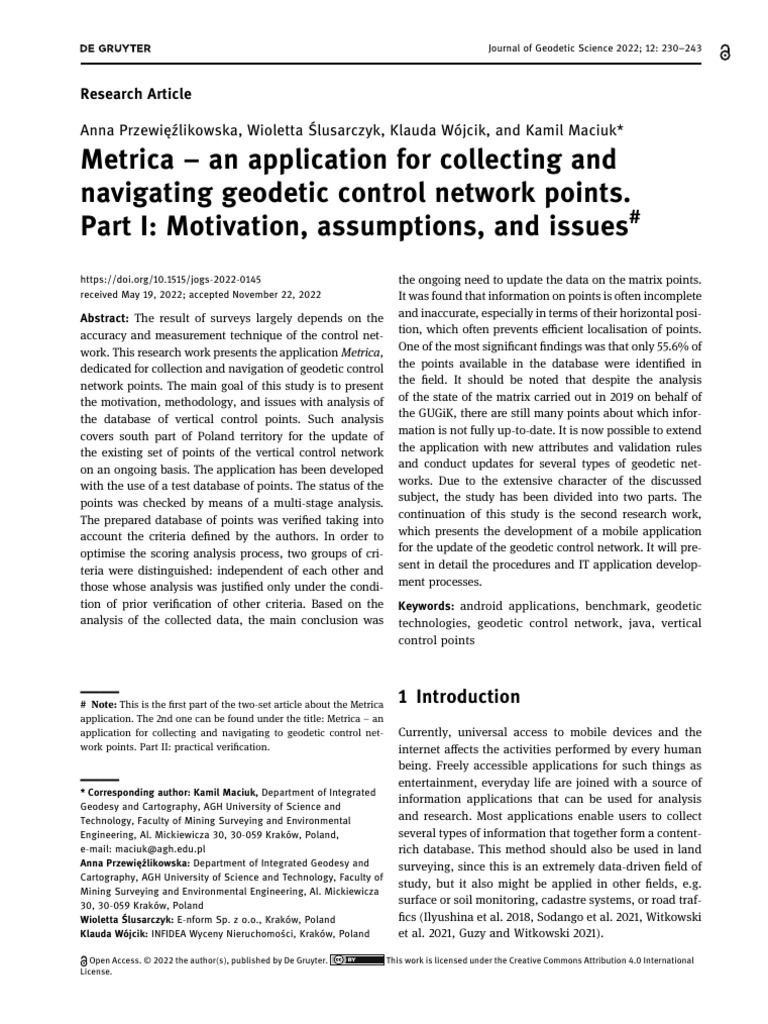 Metrica: Geodetic Control Network App | PDF | Surveying | Geodesy