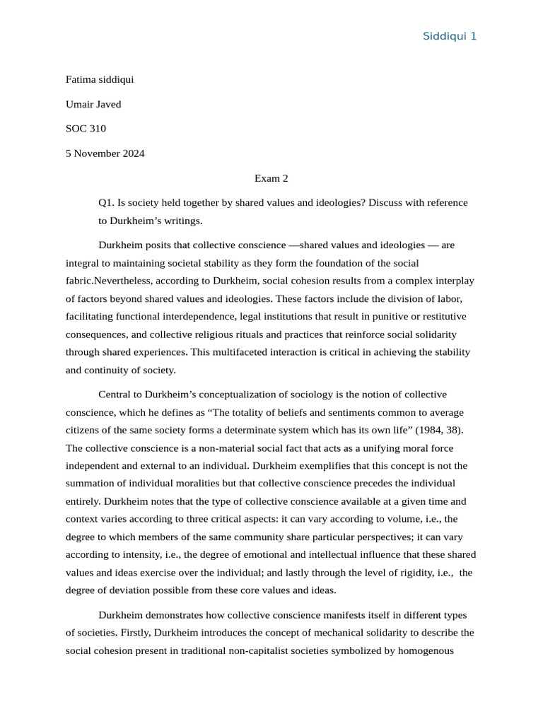 Durkheim on Social Cohesion Factors | PDF | Émile Durkheim | Solidarity
