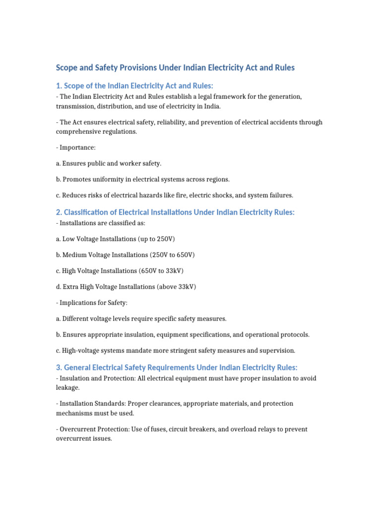 Indian Electricity Act: Safety Provisions | PDF | Insulator ...