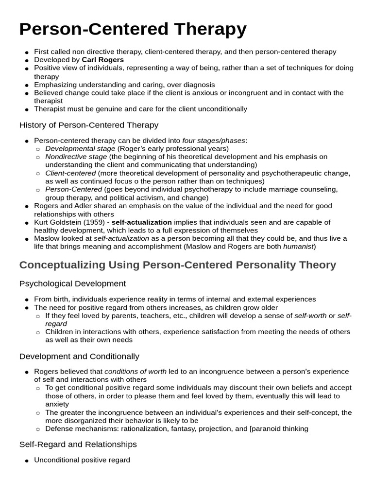 Person Centered Therapy 4.pages | PDF | Psychotherapy | Self Actualization
