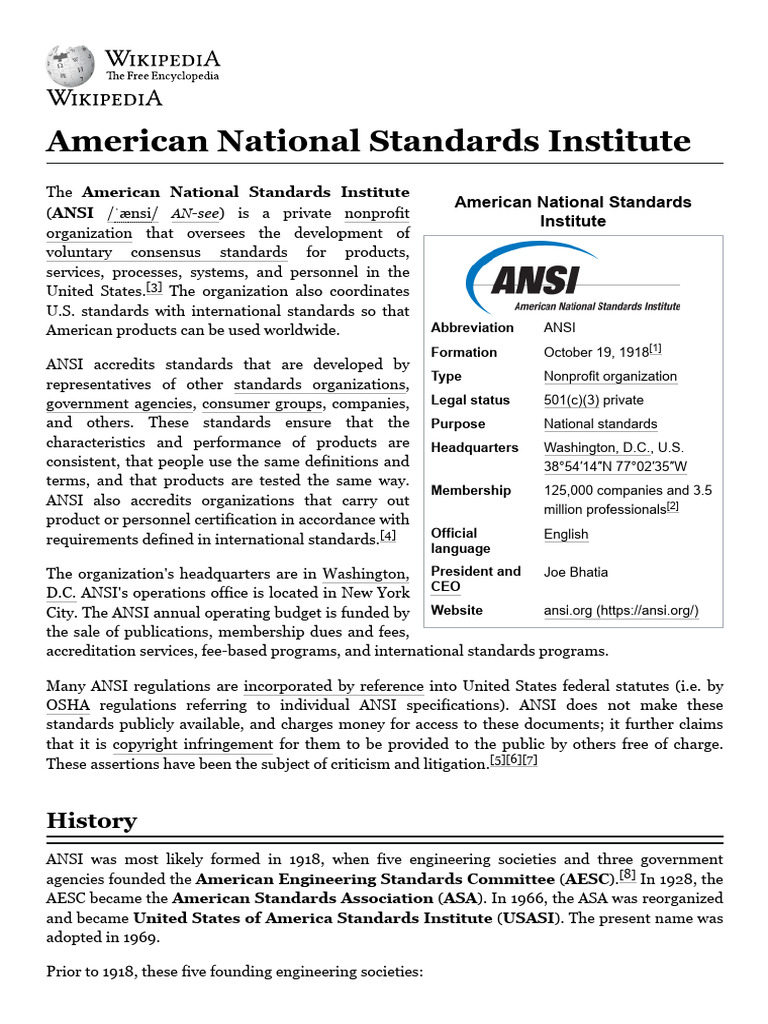 American National Standards Institute Style