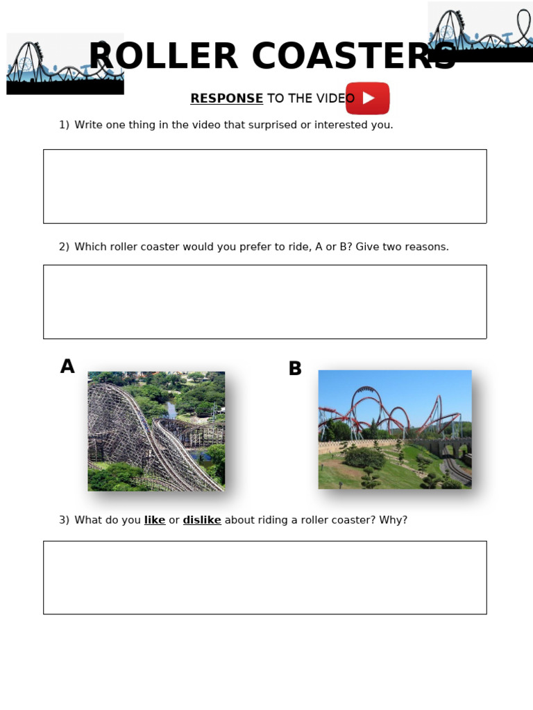 Roller Coaster Video Response Guide | PDF