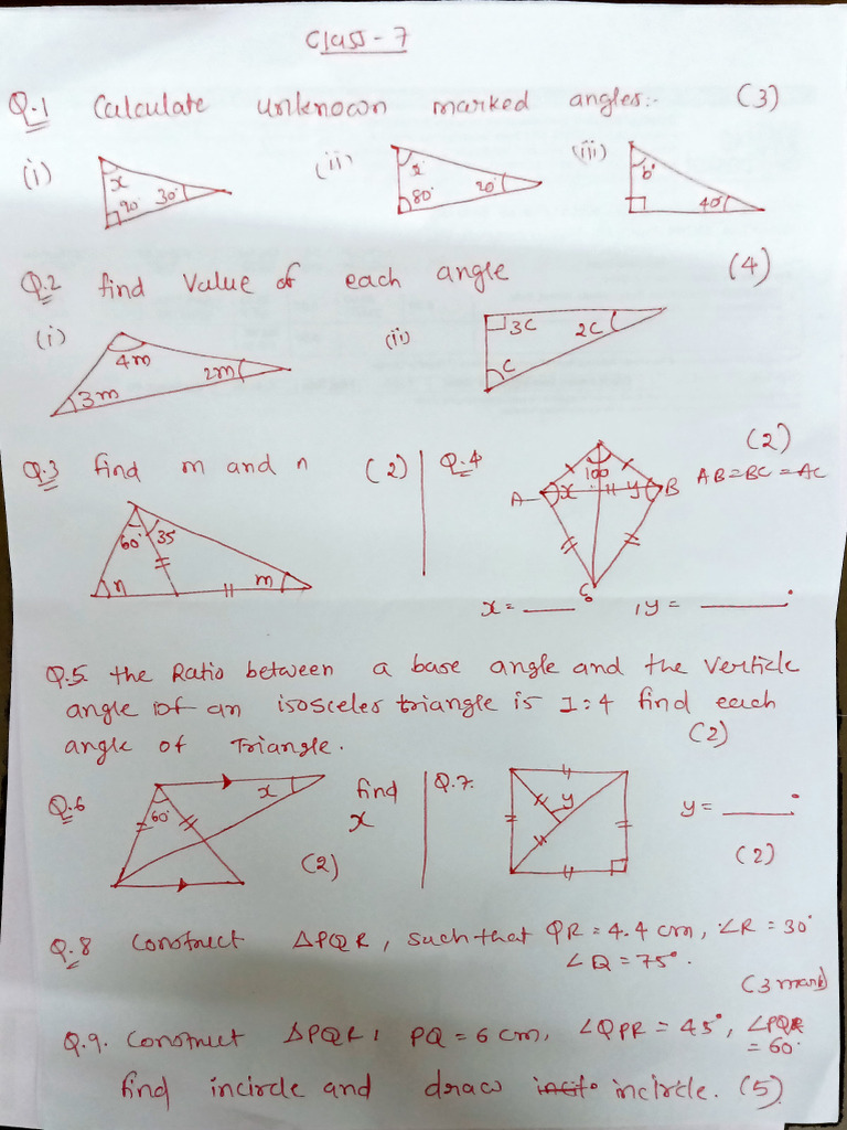 Class 7 Triangle | PDF