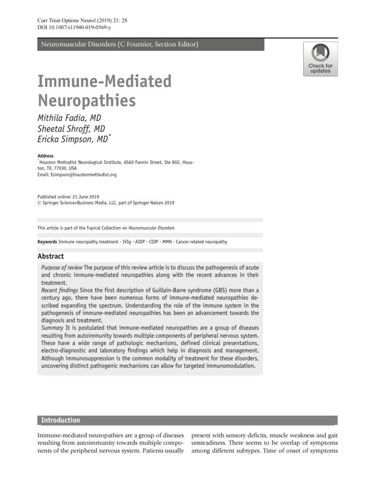 Immune-Mediated Neuropathies Overview | PDF | Peripheral Neuropathy ...