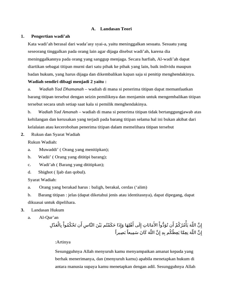 Panduan Akad Tabungan Wadiah Syariah | PDF