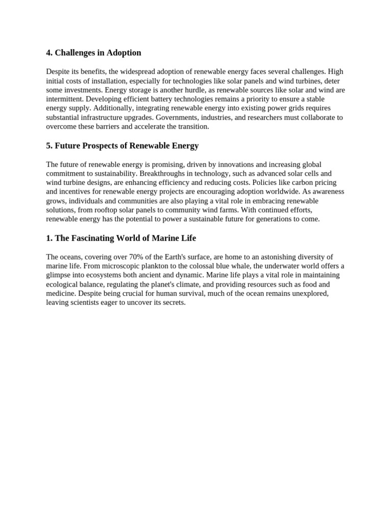 Challenges and Future of Renewable Energy | PDF