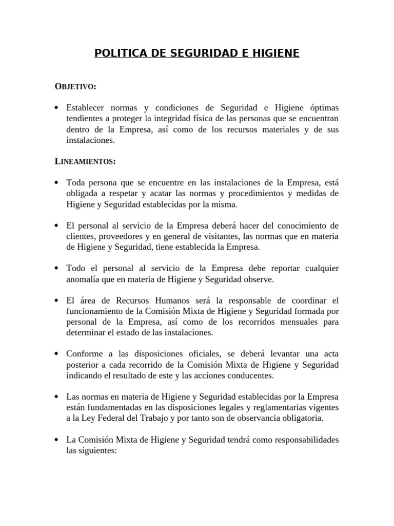 Normas de Seguridad e Higiene Laboral | PDF | Business | Higiene