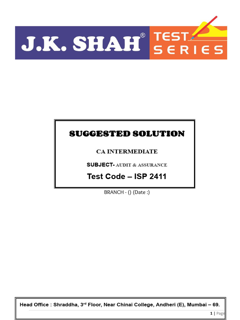 ISP 2411 Answer | PDF | Audit | Going Concern