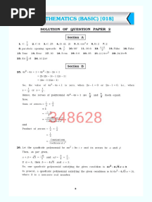10th Maths (Basic) Gala Paper Solution