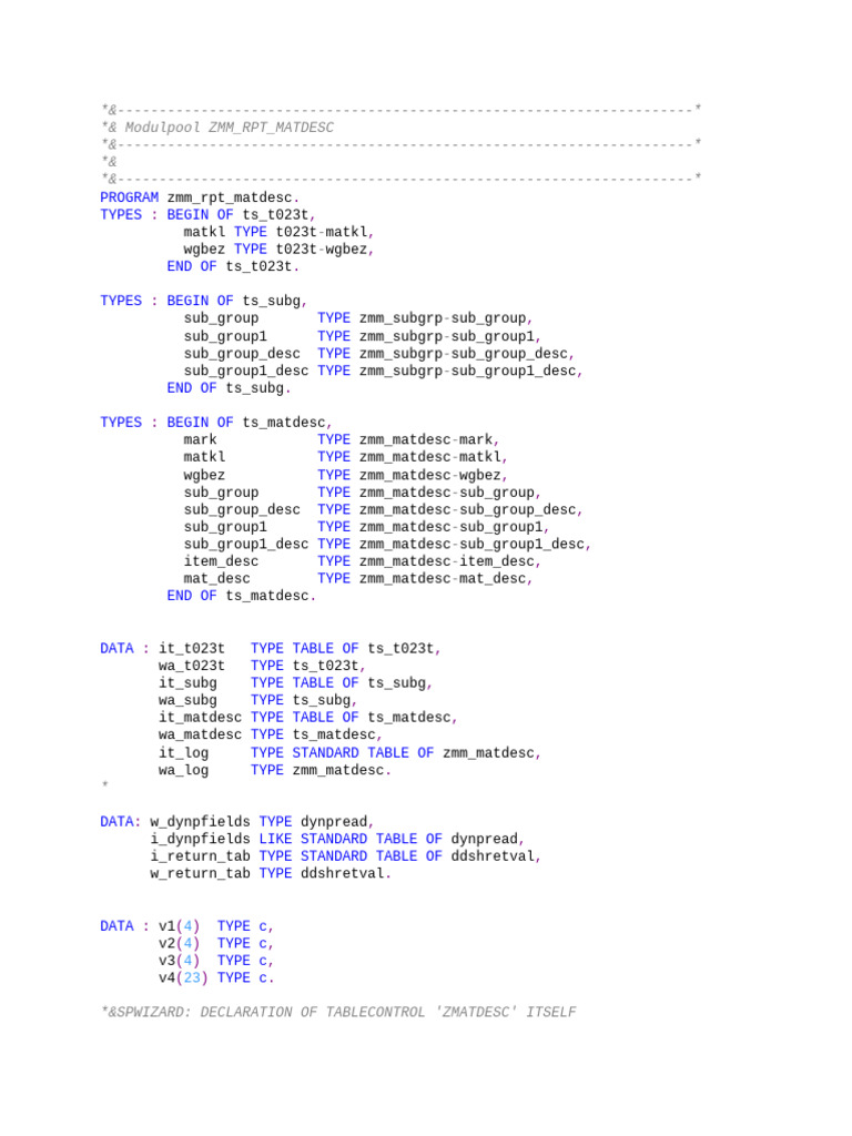 ZMM - RPT - Matdesc - Module Pool Eg | PDF | Computer Science | Computing
