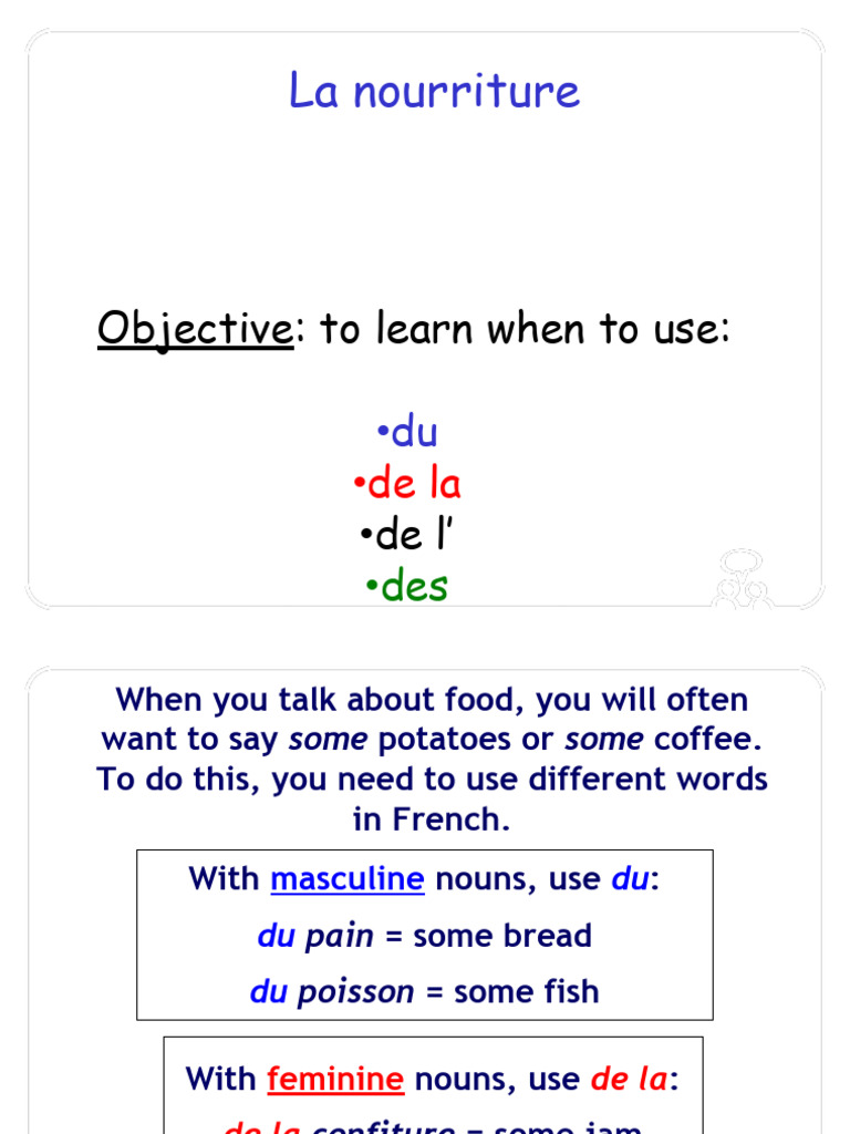 Du, de La, de L', Des | PDF | Syntactic Relationships | Languages