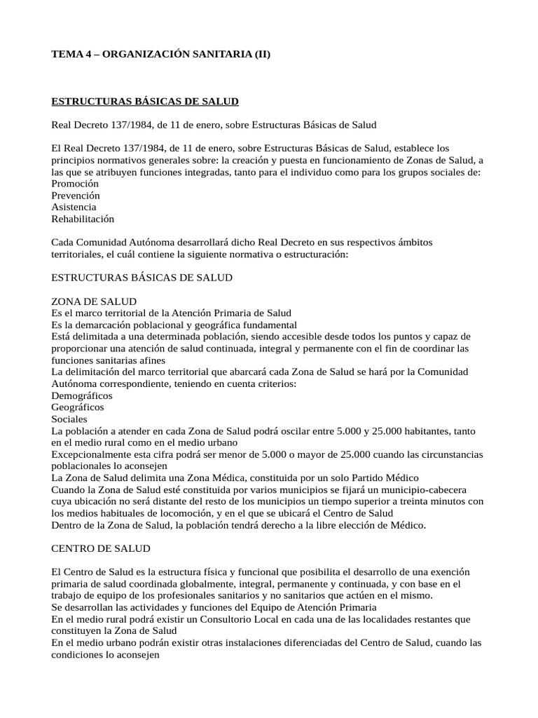 Estructuras Básicas de Salud en España | PDF | Hospital | Cuidado de la ...