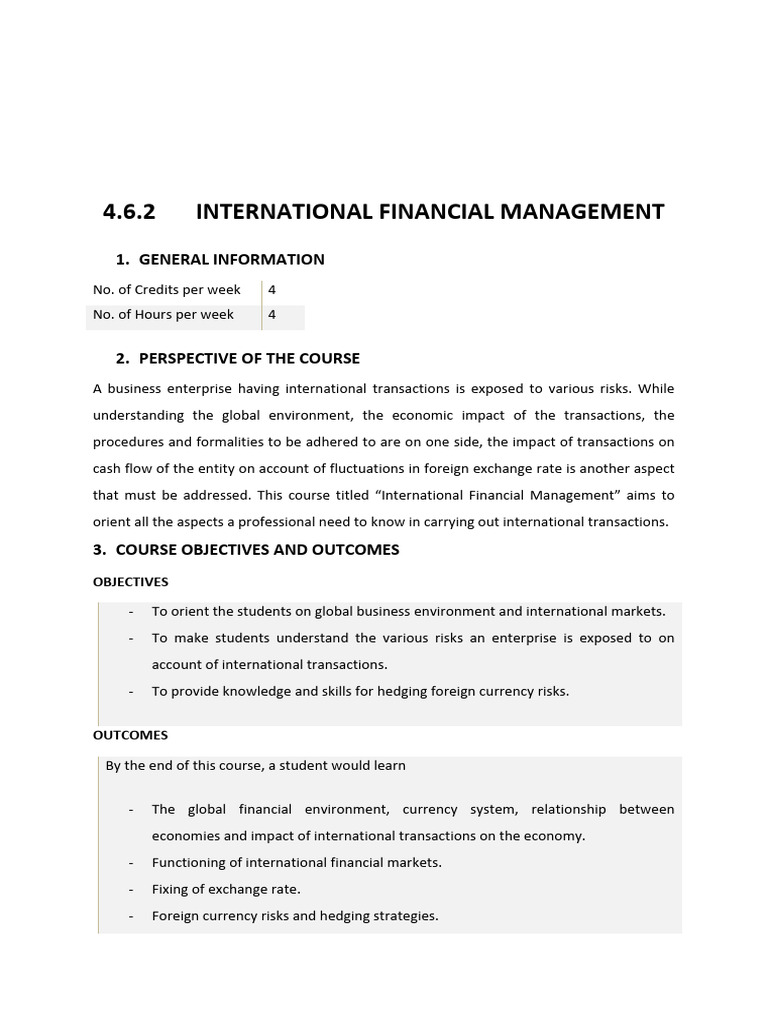International Financial Management Course | PDF | Balance Of Payments ...