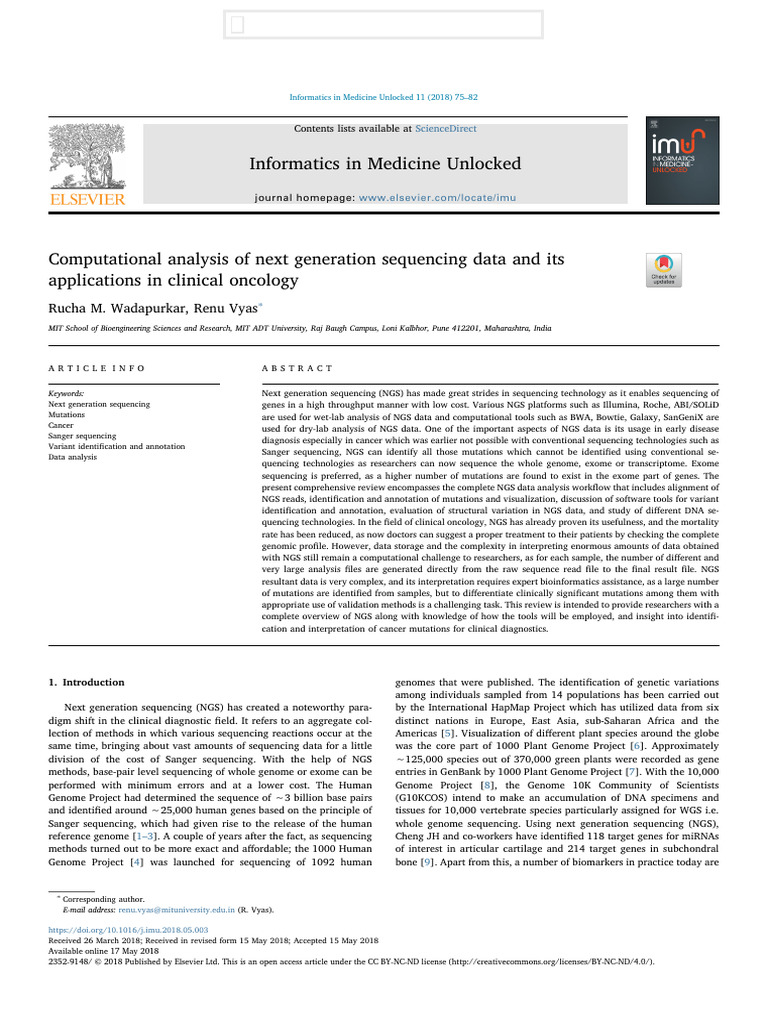 Computational Analysis of Next Generation Sequencing Data | PDF | Dna ...