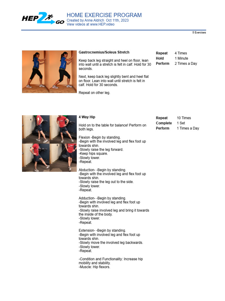 Home Exercise Program for Mobility | PDF | Anatomical Terms Of Motion ...