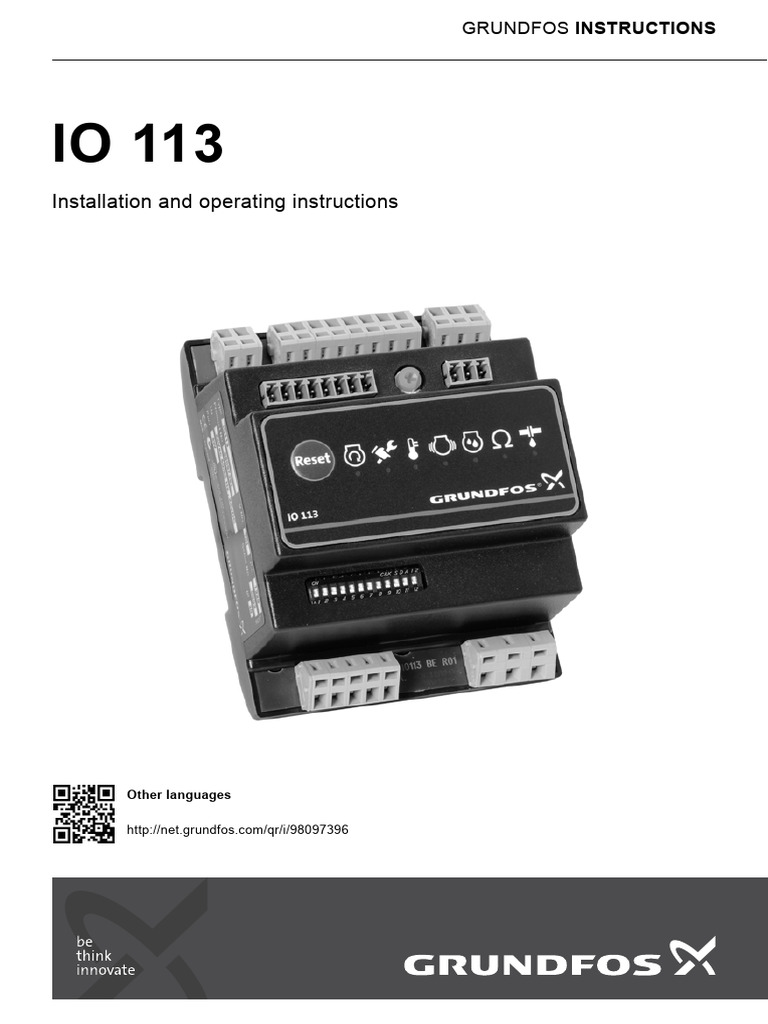 Grundfos IO 113 Installation Guide | PDF | Power Supply | Electrical Wiring