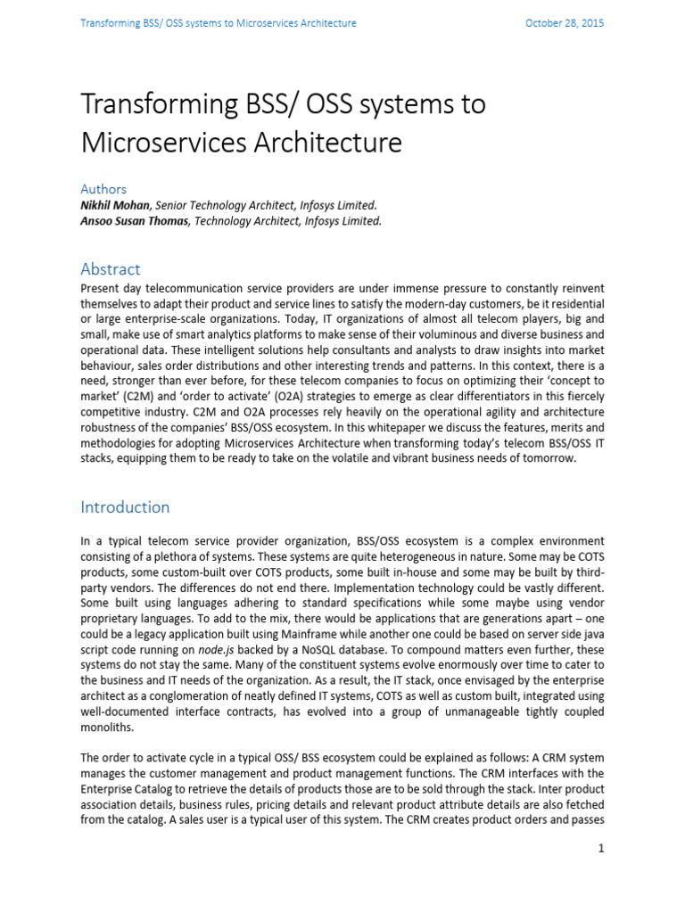 Transforming BSS_OSS systems to Microservices Architecture | PDF ...