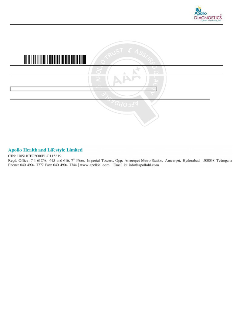 Apollo Diagnostics Bill and Report Download | PDF