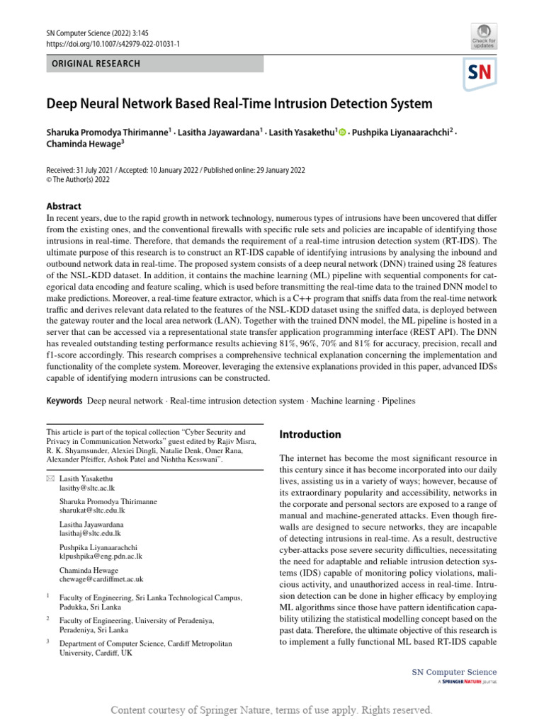 Real-Time Intrusion Detection with DNN | PDF | Machine Learning | Deep ...