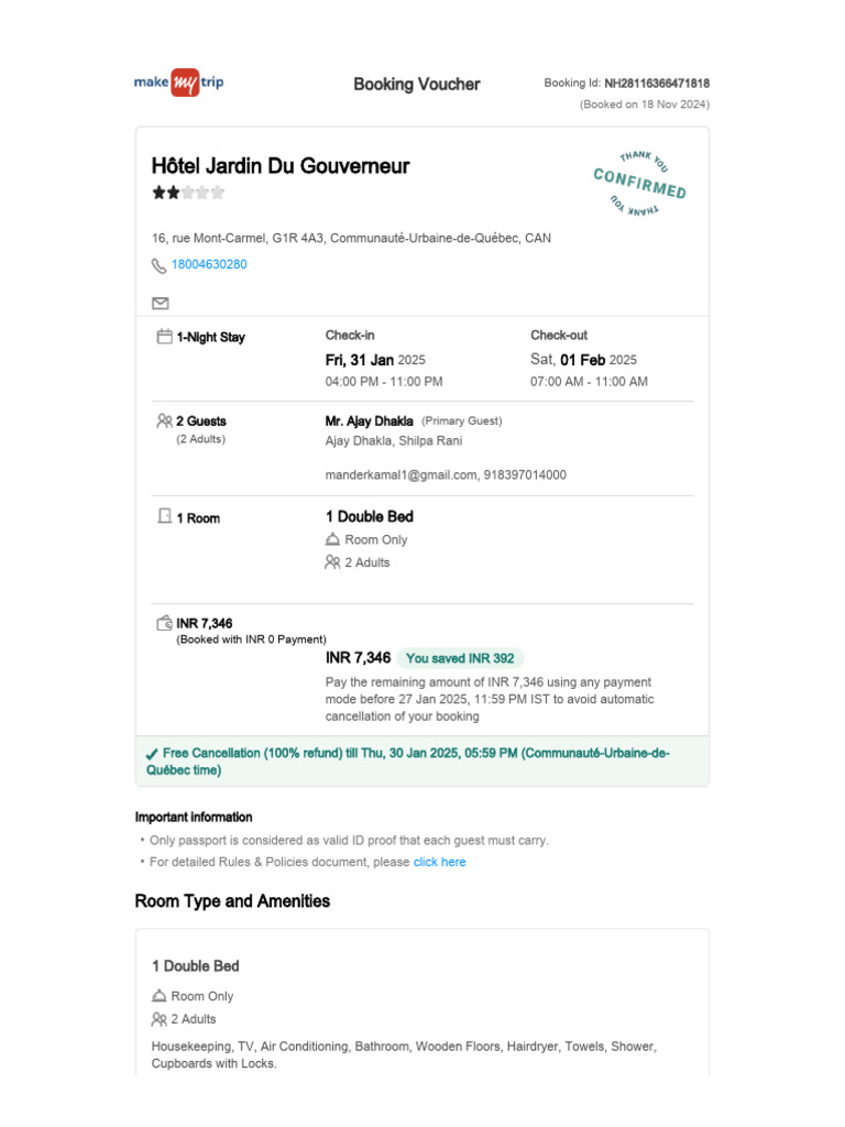 Booking Confirmation Voucher | PDF | Credit Card