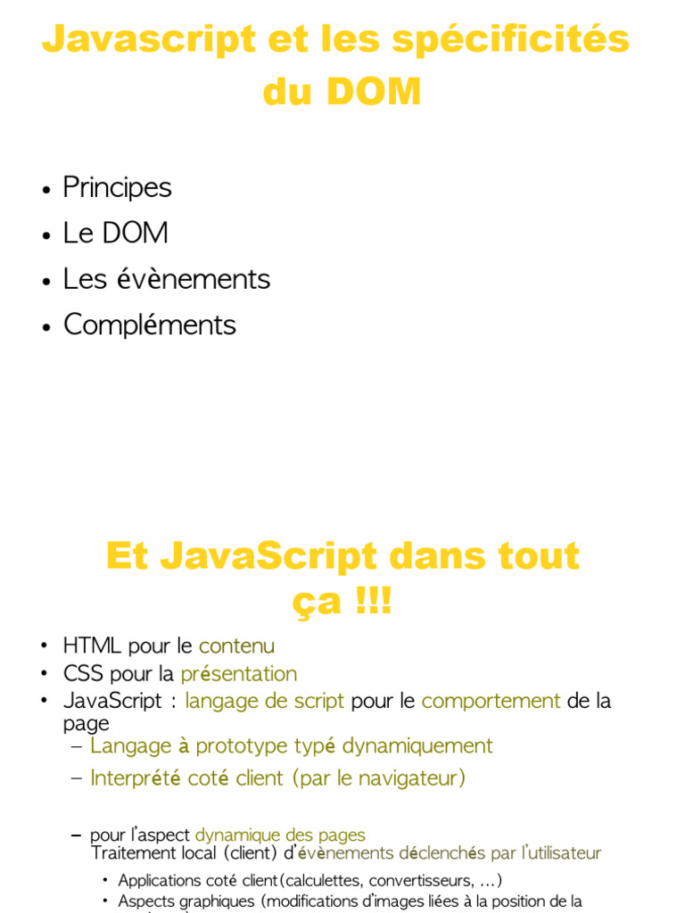 Introduction à JavaScript et DOM | PDF | JavaScript | Modèle d'objet de ...