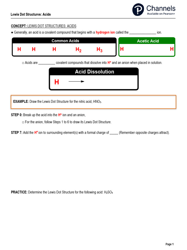 Lewis Dot Structures of Acids | PDF