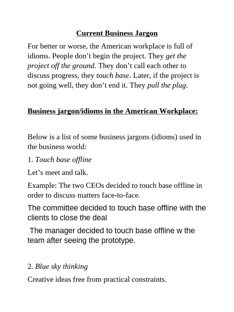Current-Business-Jargon Edited One PART 2 | PDF | Brainstorming | Sales